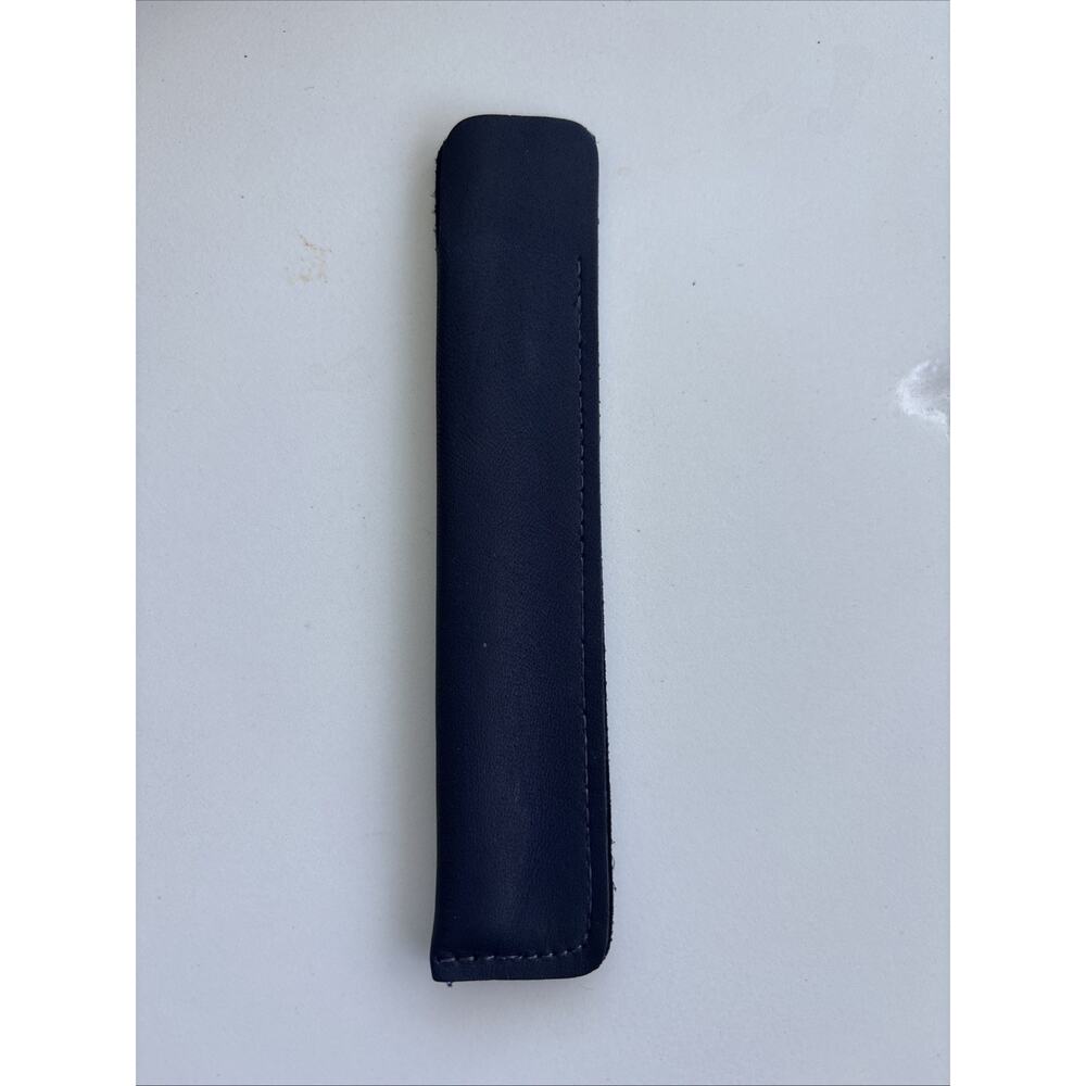 Vintage Dark Blue Leather Single Pen Holder Fountain Pen Pencil Case Sleeve